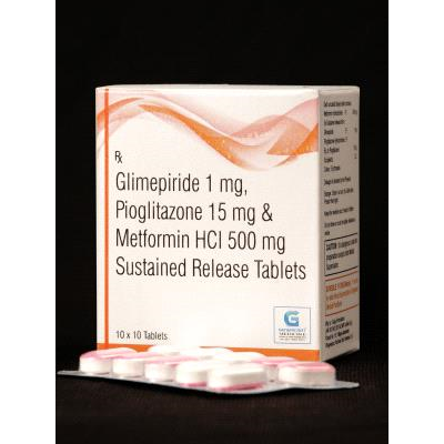Glimepiride 1mg Pioglitazone 15mg Metformin HCI 500mg Tab